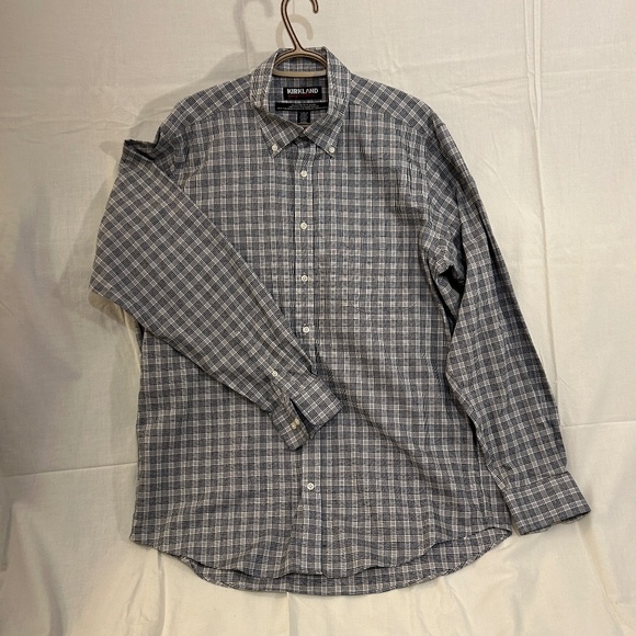 Men's Long Sleeve Casual Button Down Black and White check shirt by Kirkland XL - Picture 1 of 5